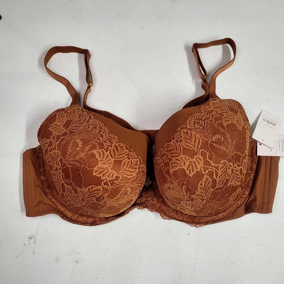 NEW! Women's Lightly Lined Balconette Stretch Bra, Brown Lace - Auden - Picture 2 of 11